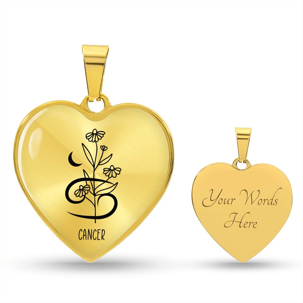 Cancer 6/21 - 7/22 & Flower Heart Pendant Necklace