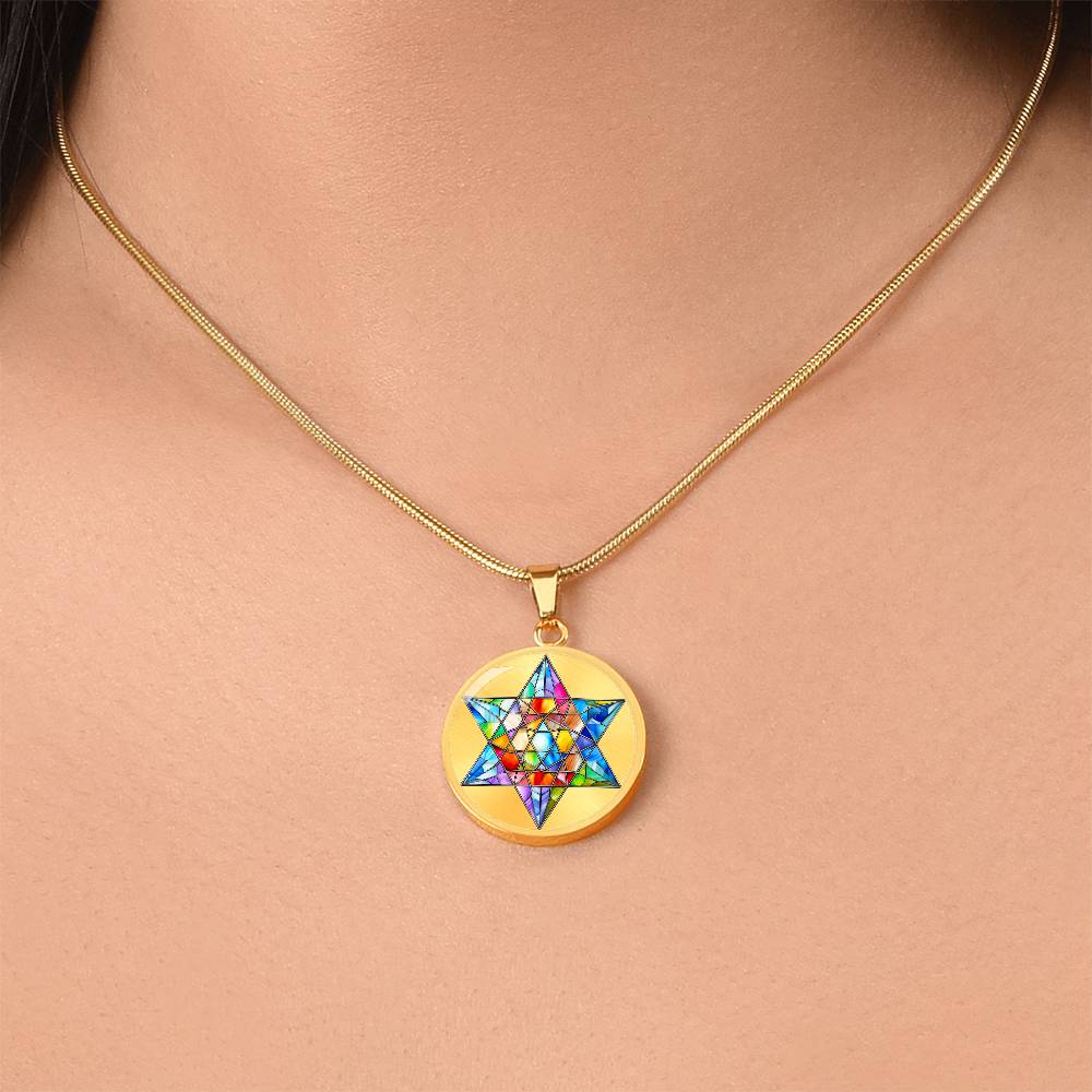 Personalized Stained Glass Look Star Of David Pendant Necklace