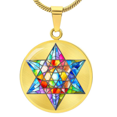 Personalized Stained Glass Look Star Of David Pendant Necklace