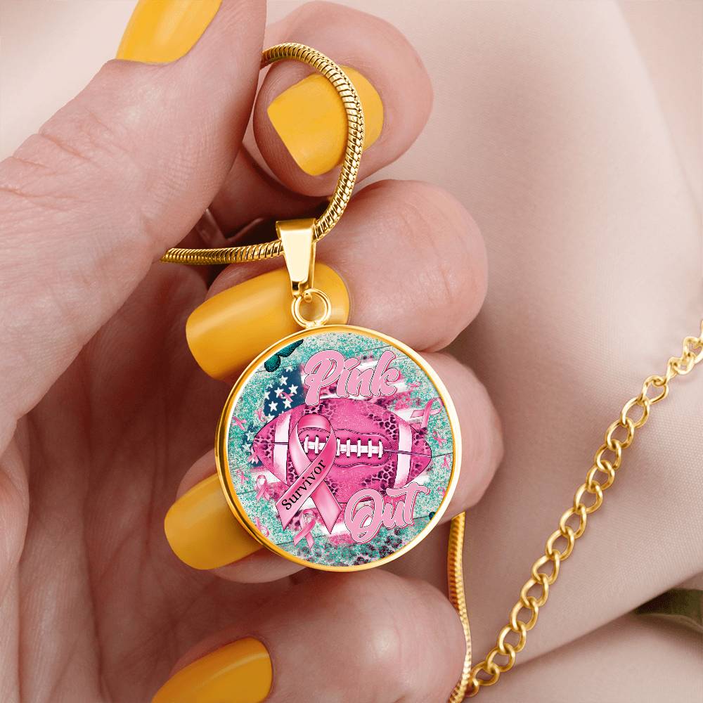 Pink Out Breast Cancer Pendant Necklace