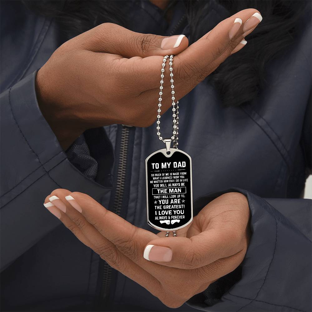 Dad The Man Dog Tag With Fist Bump