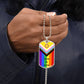 Personalized Pride Flag Love Is Love Dog Tag Necklace