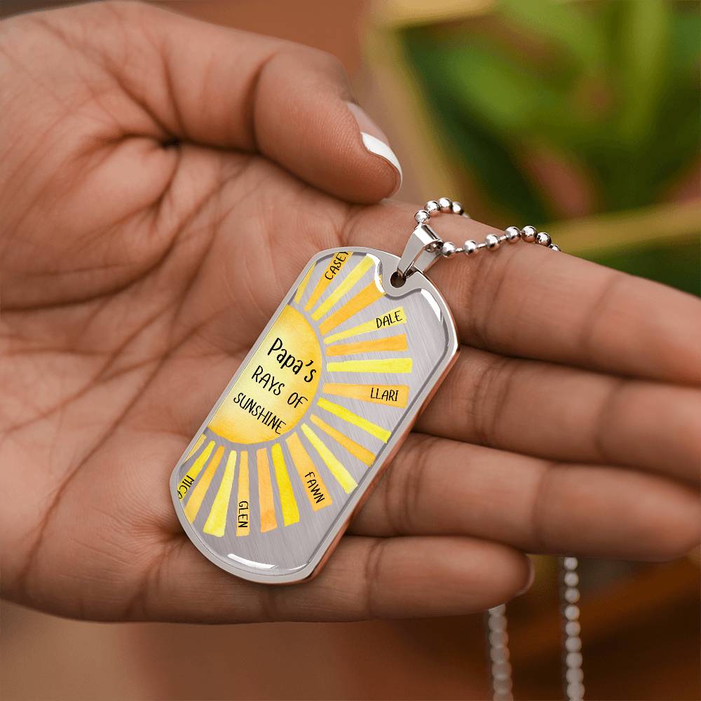 Papa's Rays Of Sunshine Dog Tag Necklace