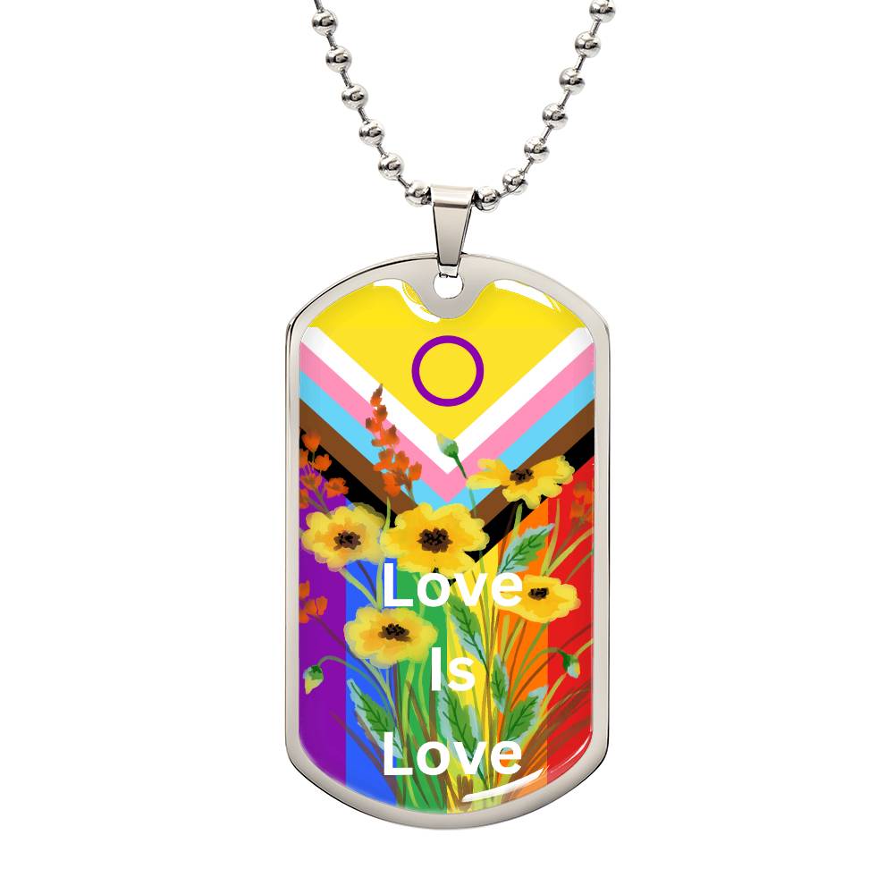 Personalized PRIDE Love Is Love Dog Tag Necklace