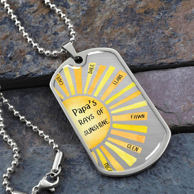 Papa's Rays Of Sunshine Dog Tag Necklace