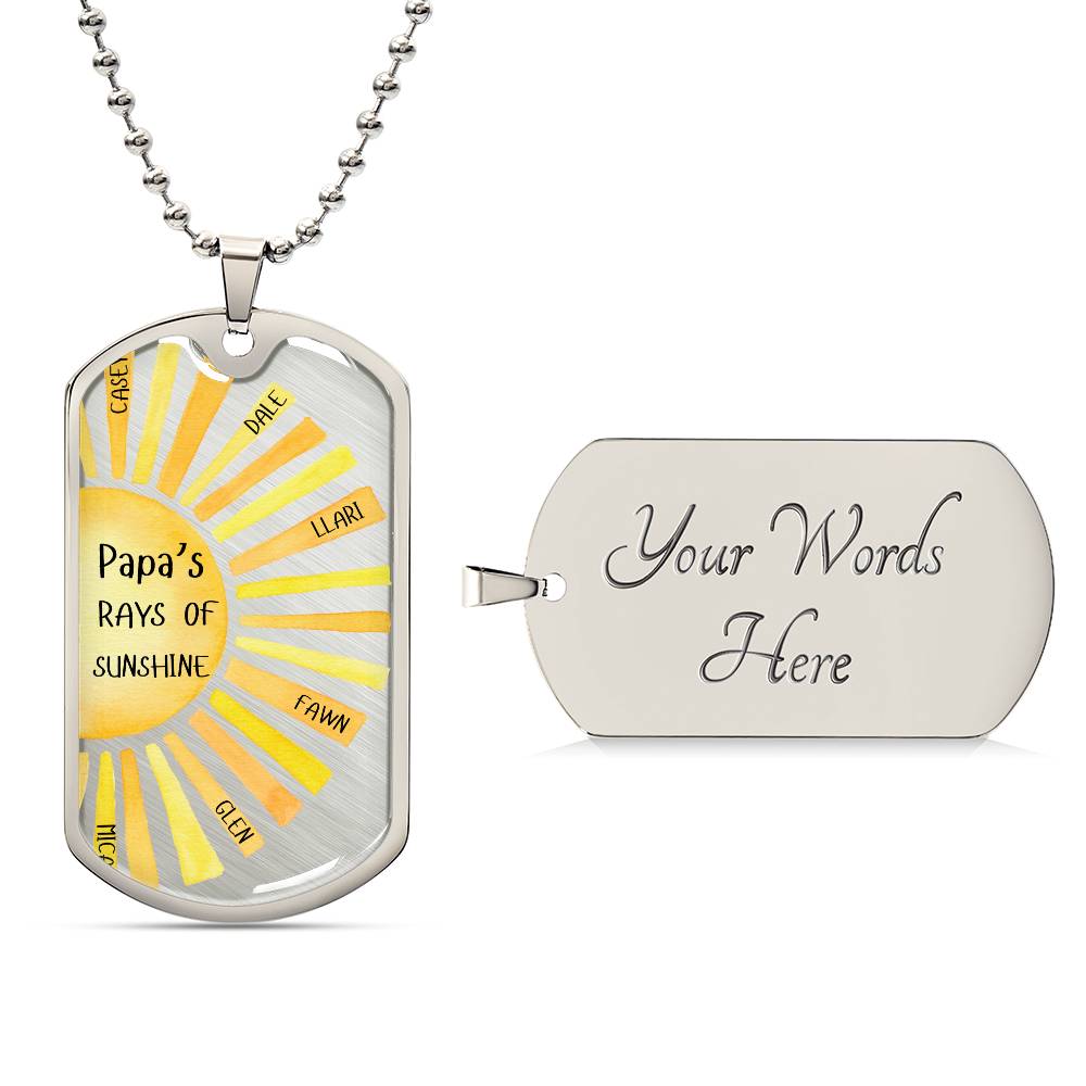 Papa's Rays Of Sunshine Dog Tag Necklace