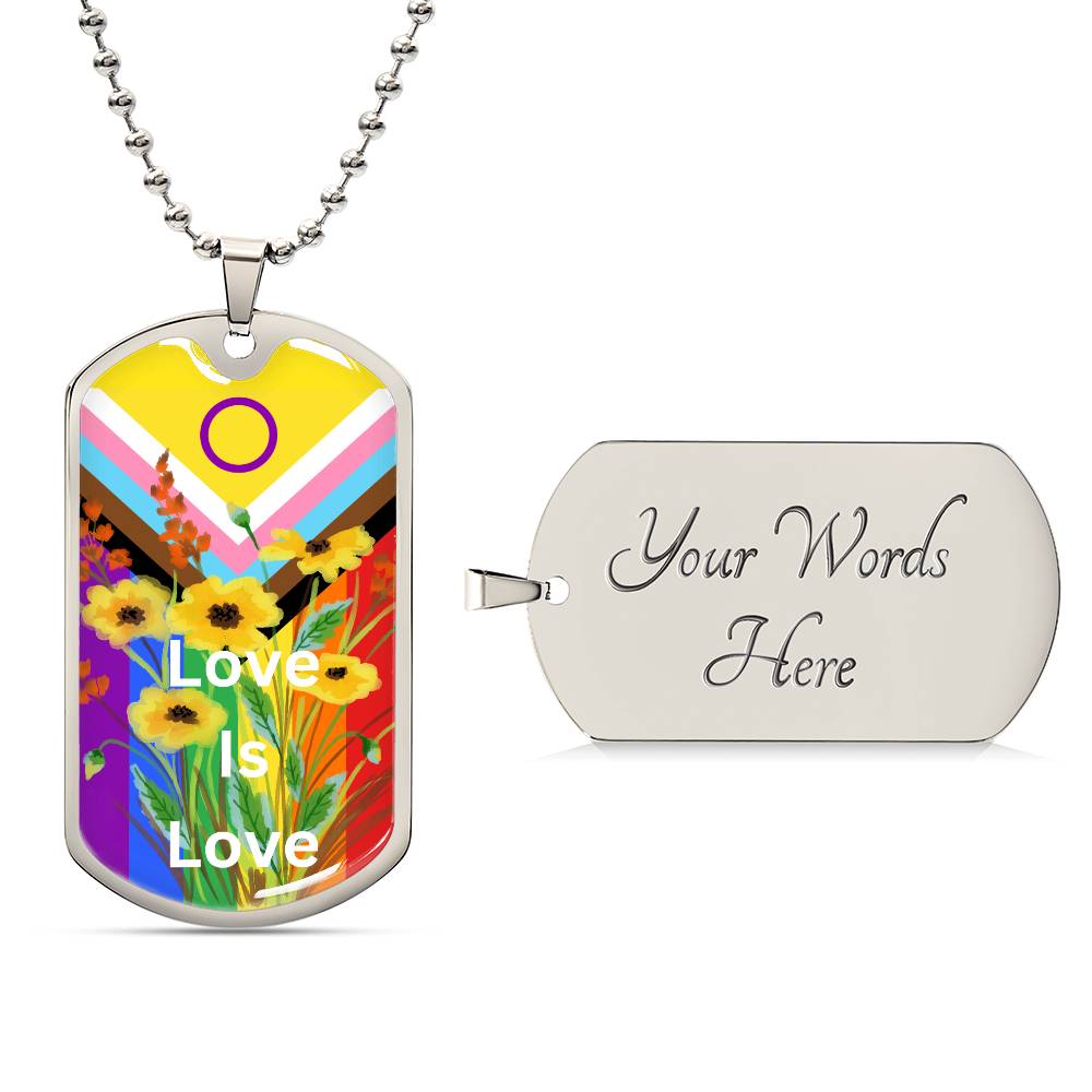 Personalized PRIDE Love Is Love Dog Tag Necklace