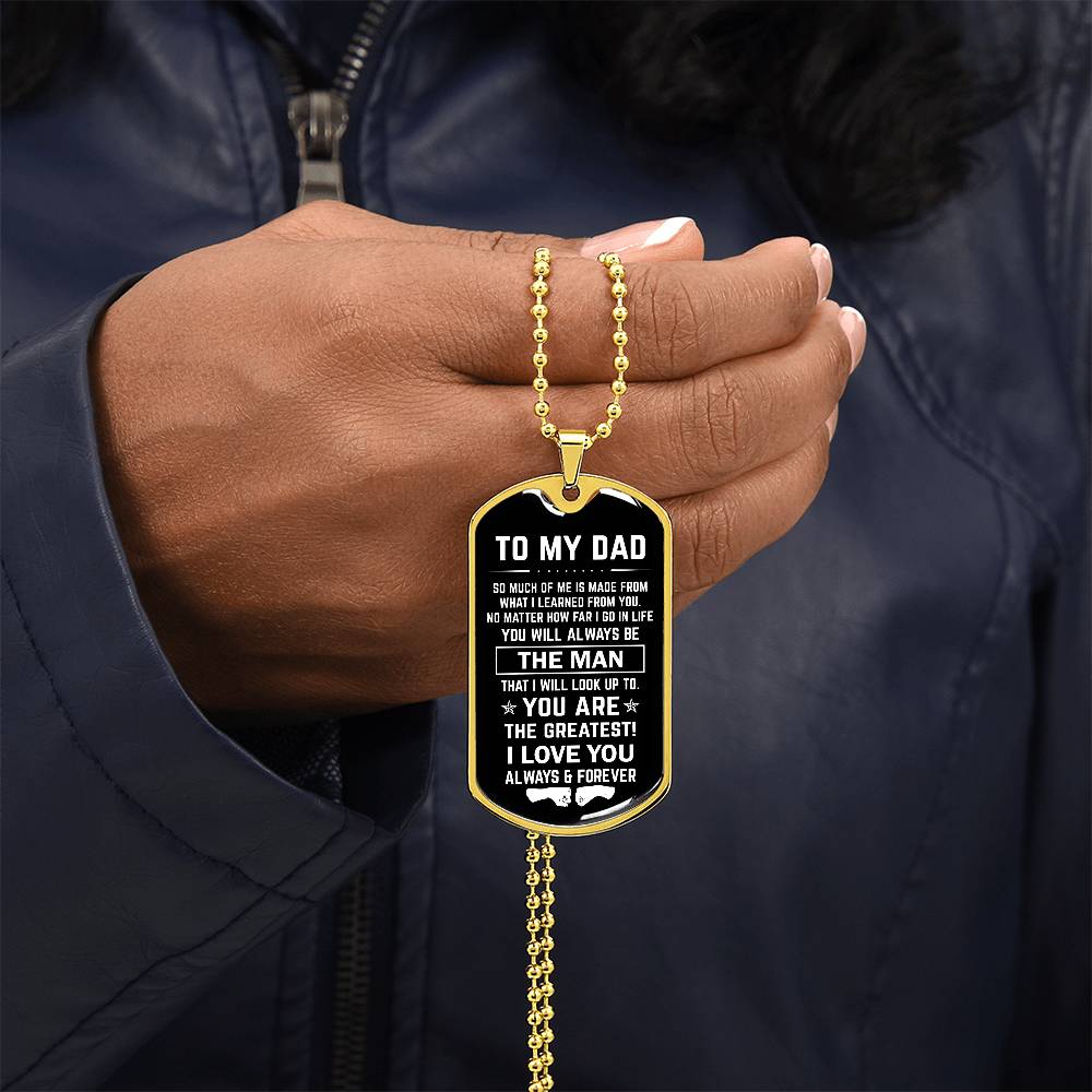 Dad The Man Dog Tag With Fist Bump