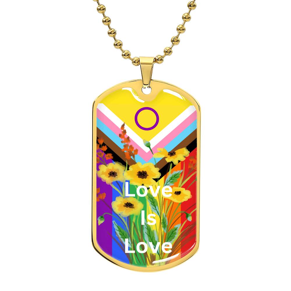 Personalized PRIDE Love Is Love Dog Tag Necklace