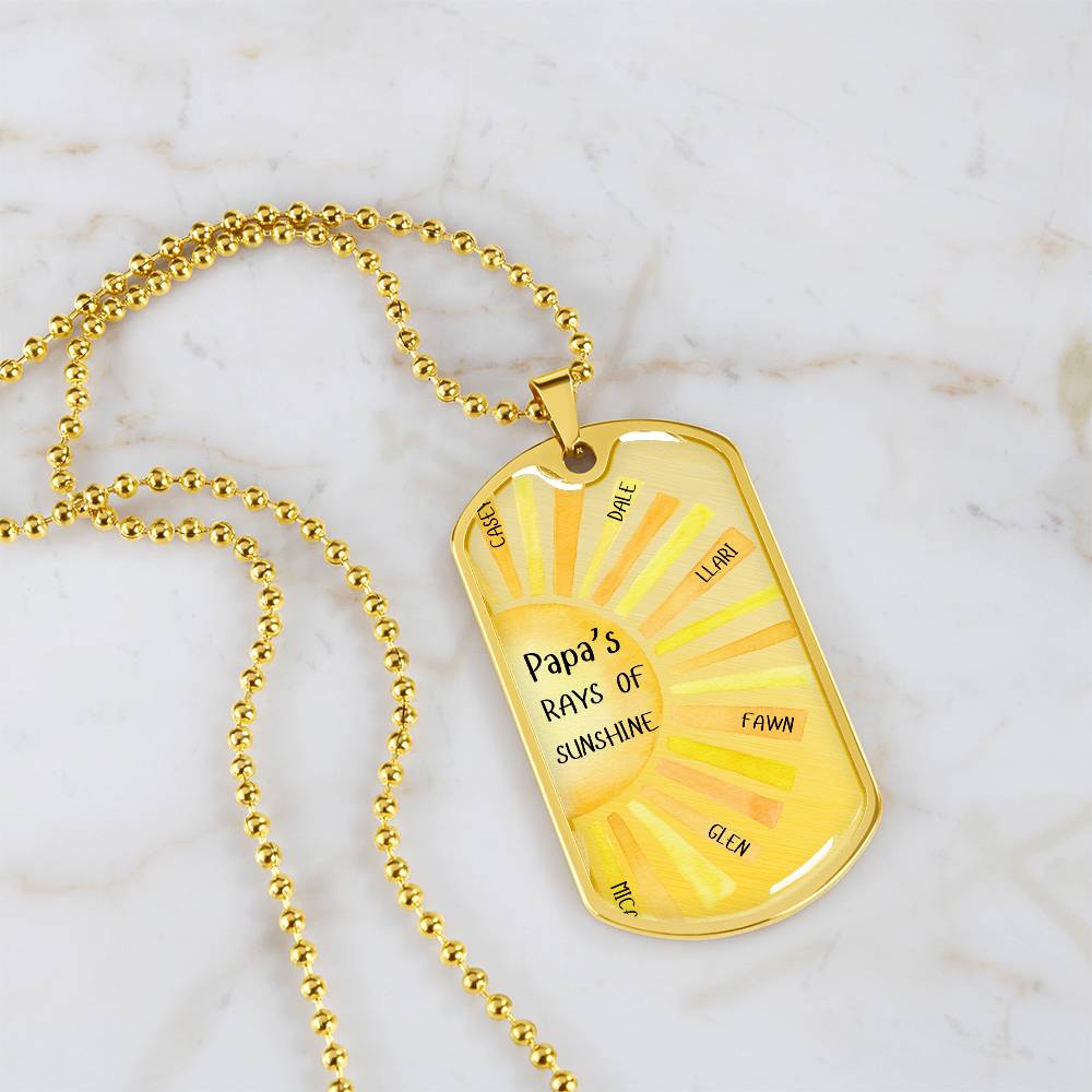 Papa's Rays Of Sunshine Dog Tag Necklace