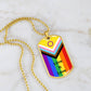 Personalized Pride Flag Love Is Love Dog Tag Necklace