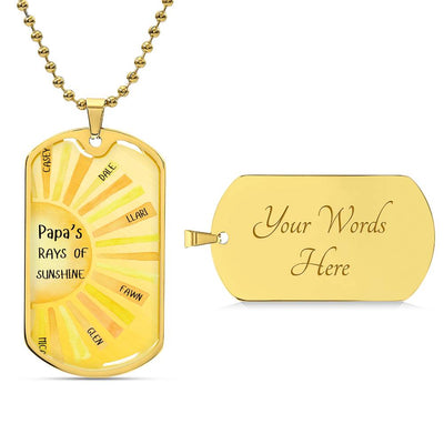 Papa's Rays Of Sunshine Dog Tag Necklace