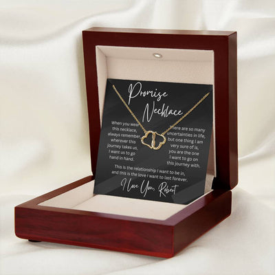 Personalized Gift Promise Necklace 10k Gold and Diamonds Interlocking Hearts