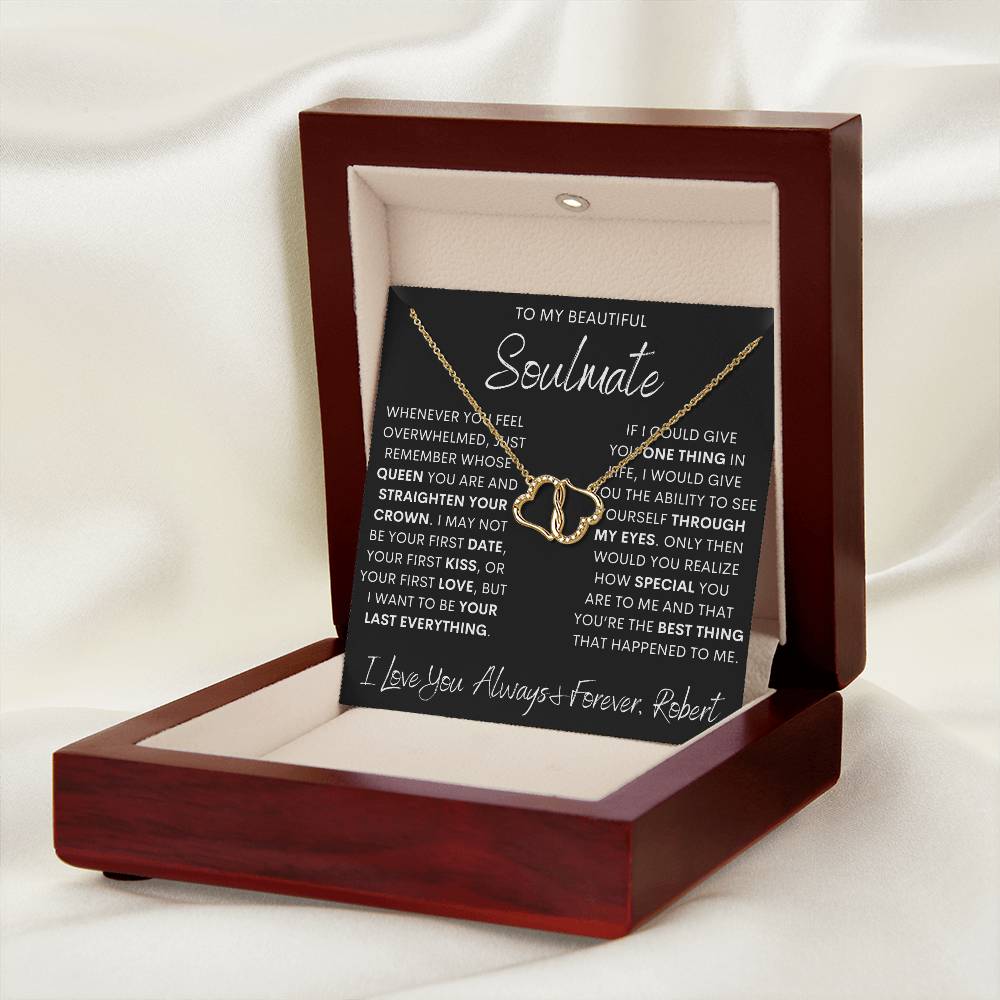 Personalized Soulmate 10k Solid Gold Interlocking Hearts Necklace