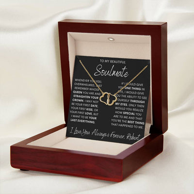 Personalized Soulmate 10k Solid Gold Interlocking Hearts Necklace