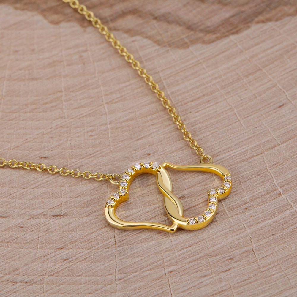 Personalized Gift Promise Necklace 10k Gold and Diamonds Interlocking Hearts