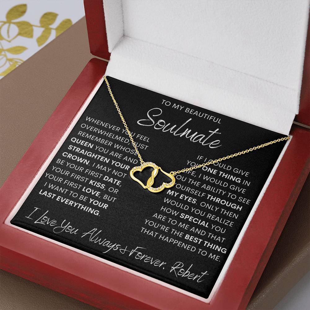 Personalized Soulmate 10k Solid Gold Interlocking Hearts Necklace