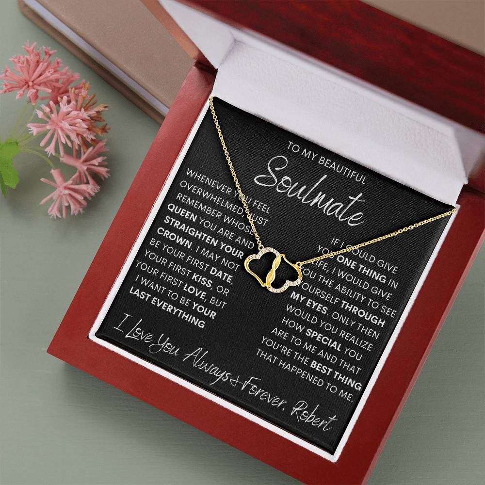 Personalized Soulmate 10k Solid Gold Interlocking Hearts Necklace