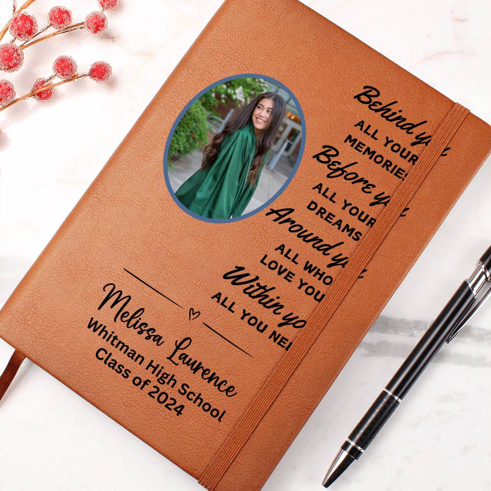 Personalized 2024 Graduation Commencement Graphic Leather Journal