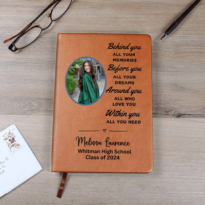 Personalized 2024 Graduation Commencement Graphic Leather Journal