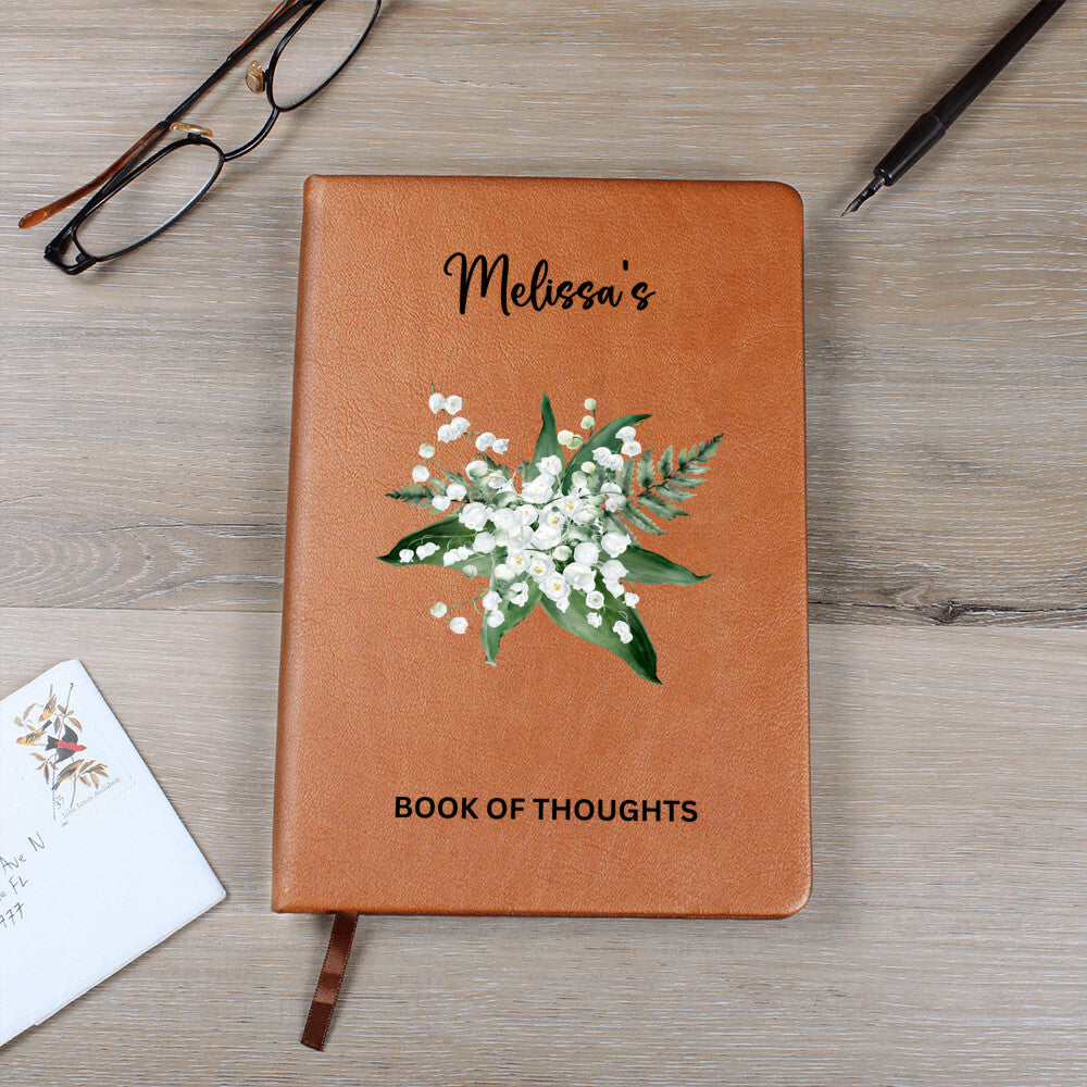 Personalized Book of Thoughts with Birthflower boquet