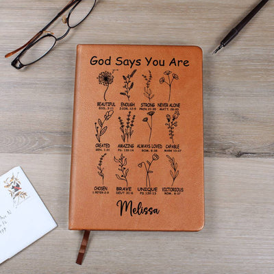 Personalized God Says You Are Leather Journal