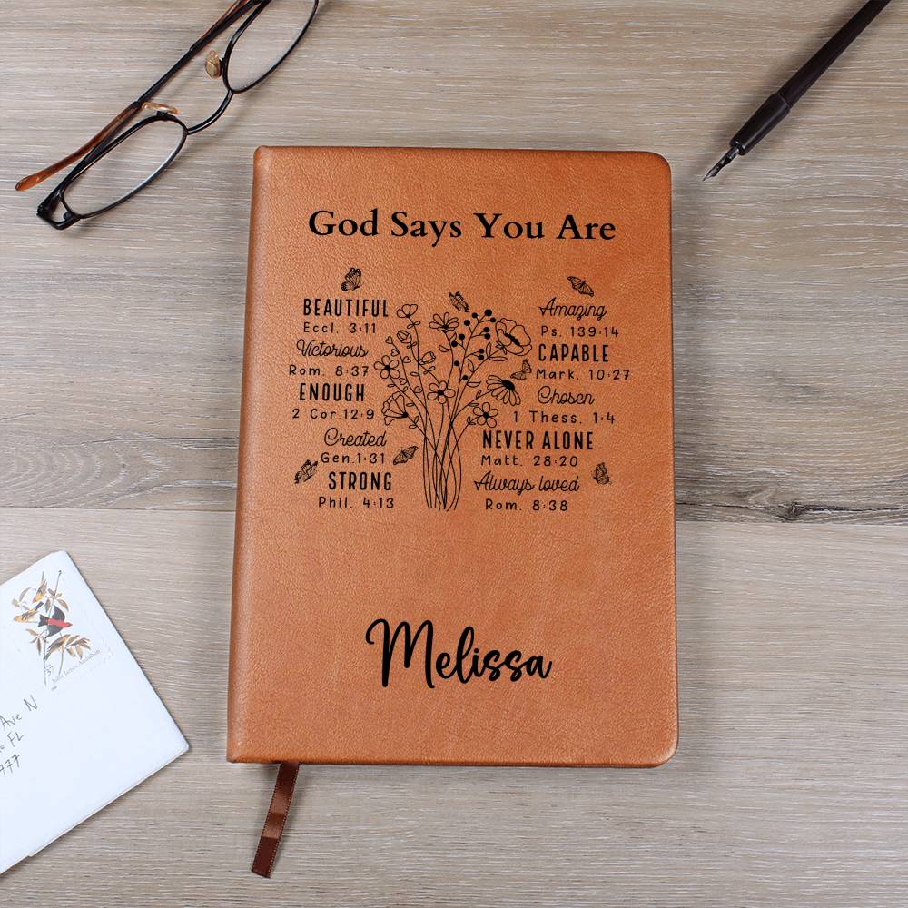 Personalized God Says You Are Leather Journal