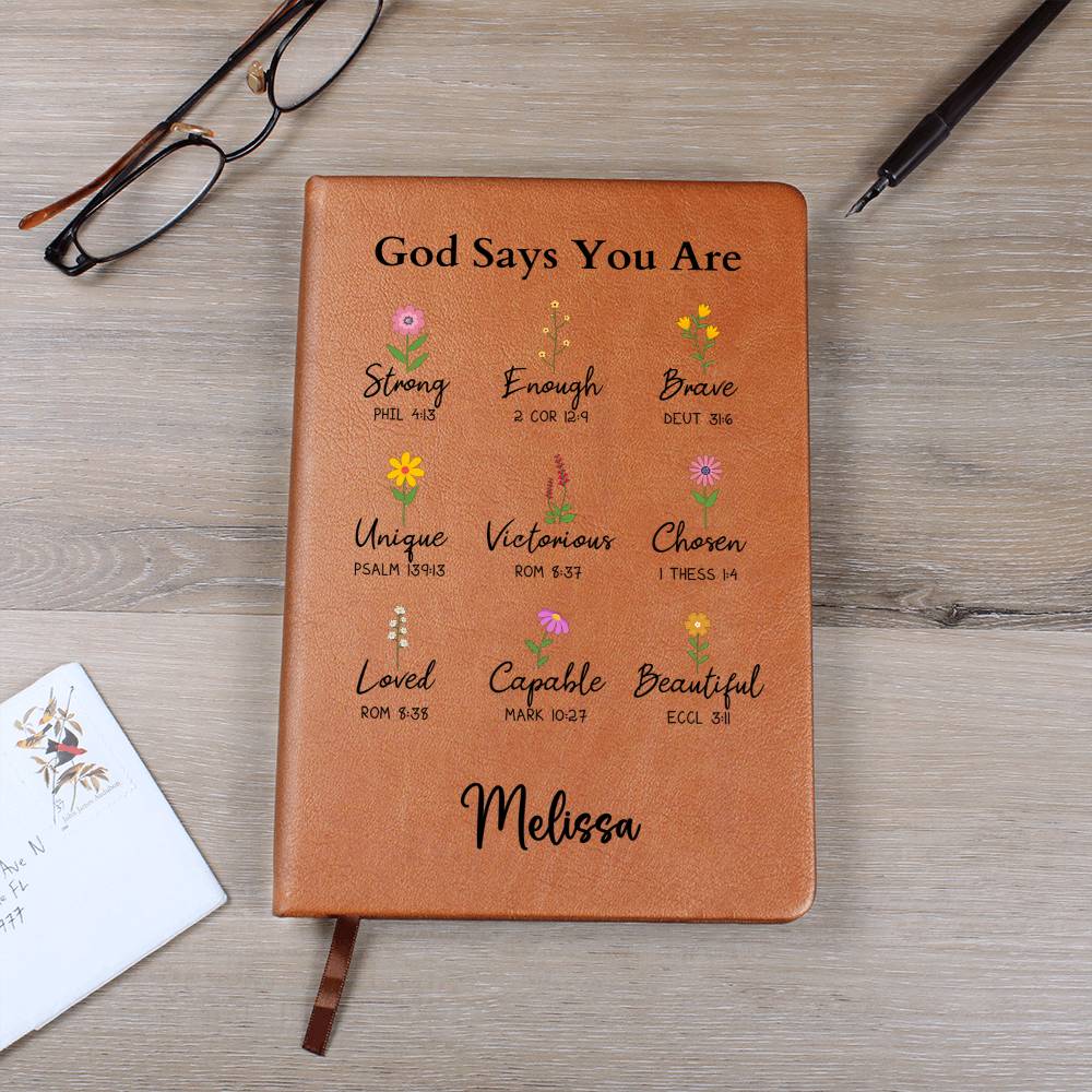 Personalized God Says You Are Leather Journal