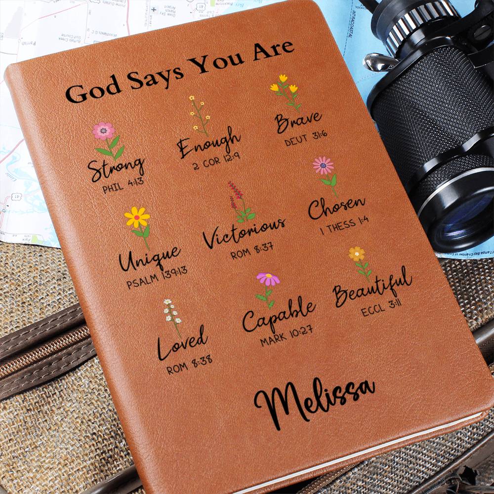 Personalized God Says You Are Leather Journal