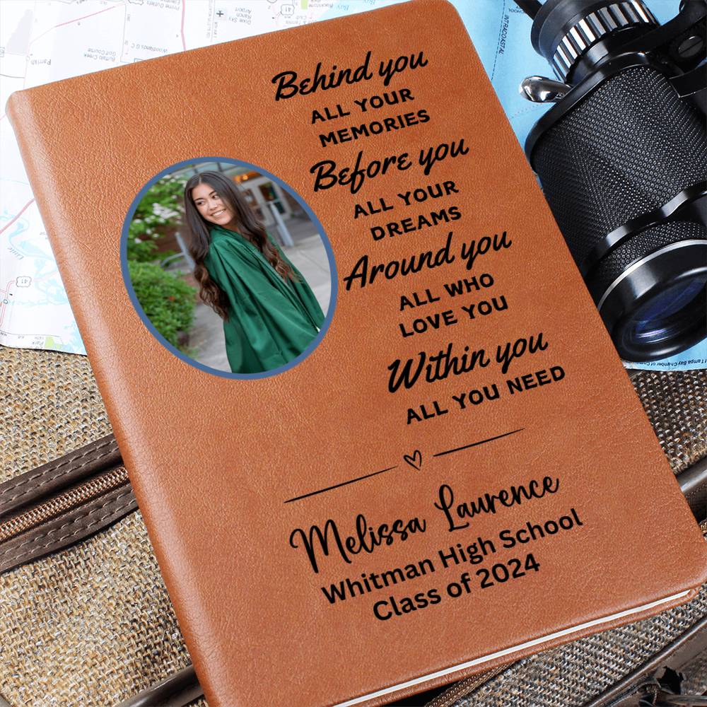 Personalized 2024 Graduation Commencement Graphic Leather Journal