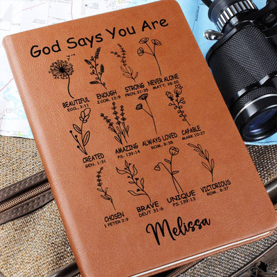 Personalized God Says You Are Leather Journal