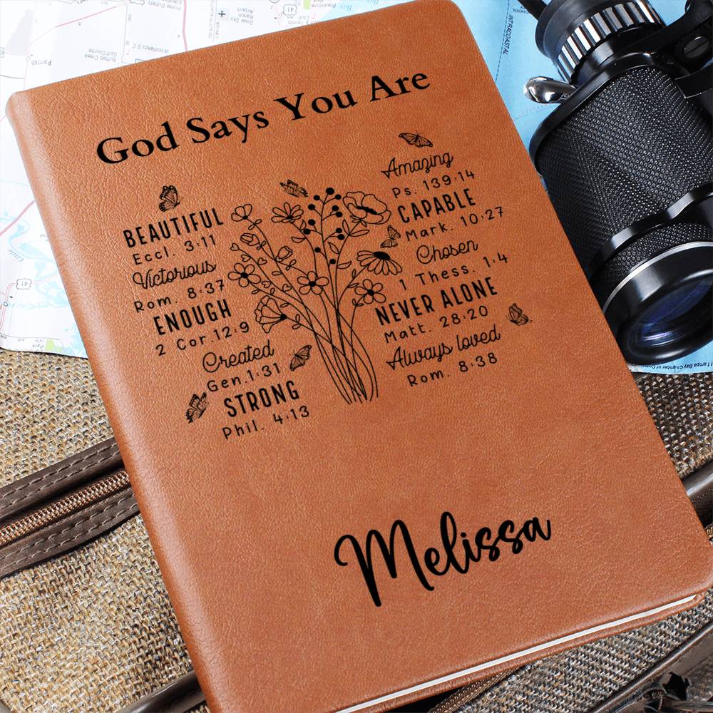 Personalized God Says You Are Leather Journal