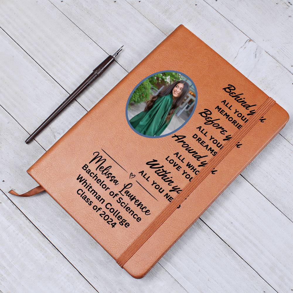 Personalized 2024 Graduation Commencement Graphic Leather Journal