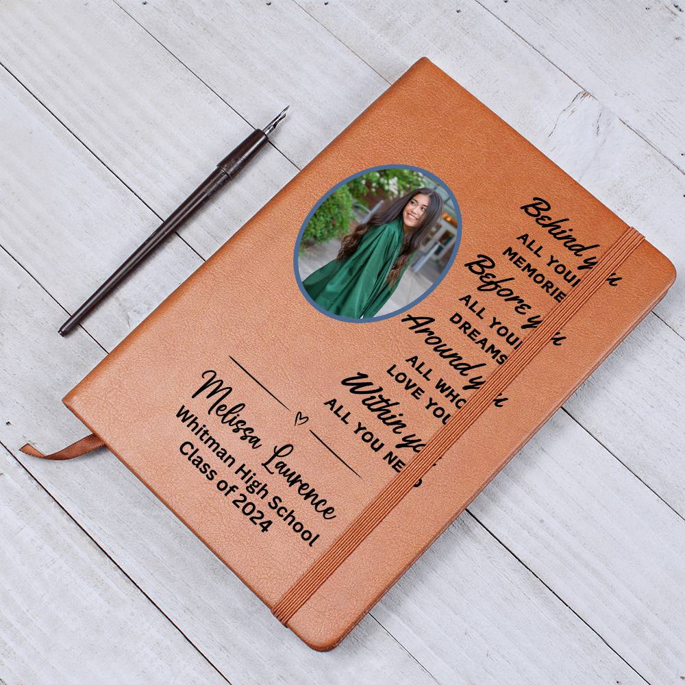 Personalized 2024 Graduation Commencement Graphic Leather Journal