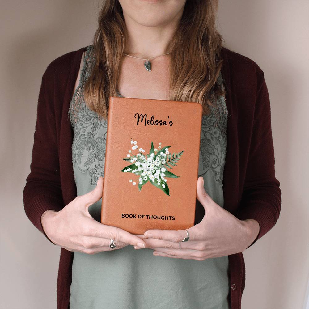 Personalized Book of Thoughts with Birthflower boquet