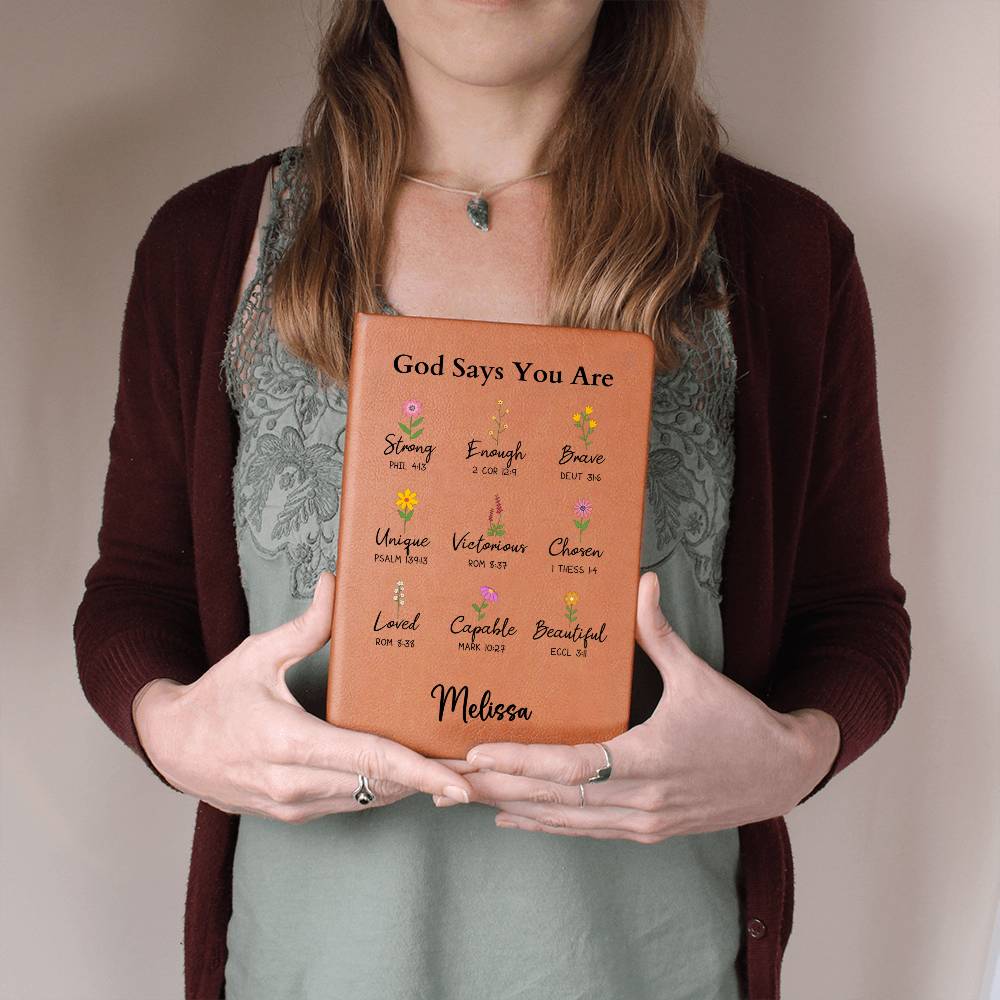 Personalized God Says You Are Leather Journal