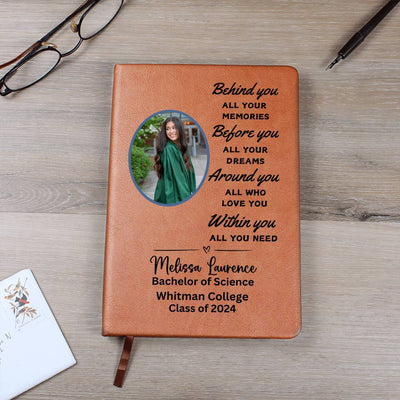 Personalized 2024 Graduation Commencement Graphic Leather Journal