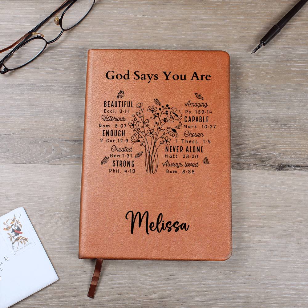 Personalized God Says You Are Leather Journal