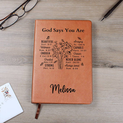 Personalized God Says You Are Leather Journal