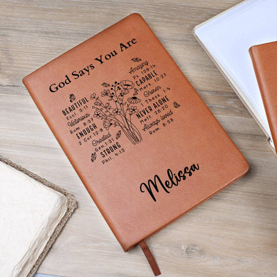 Personalized God Says You Are Leather Journal