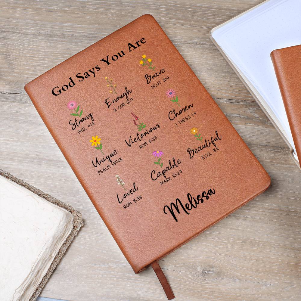 Personalized God Says You Are Leather Journal