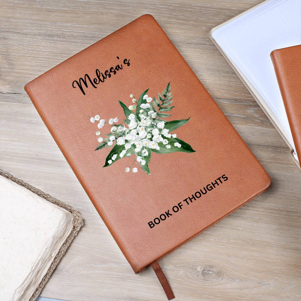 Personalized Book of Thoughts with Birthflower boquet