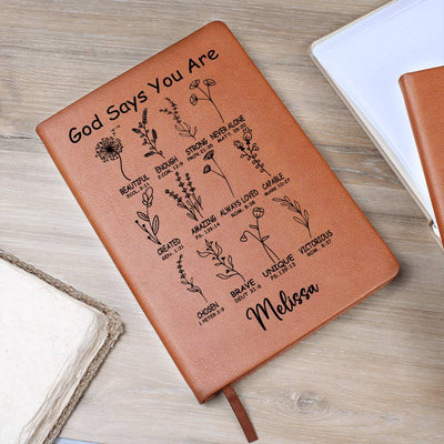 Personalized God Says You Are Leather Journal