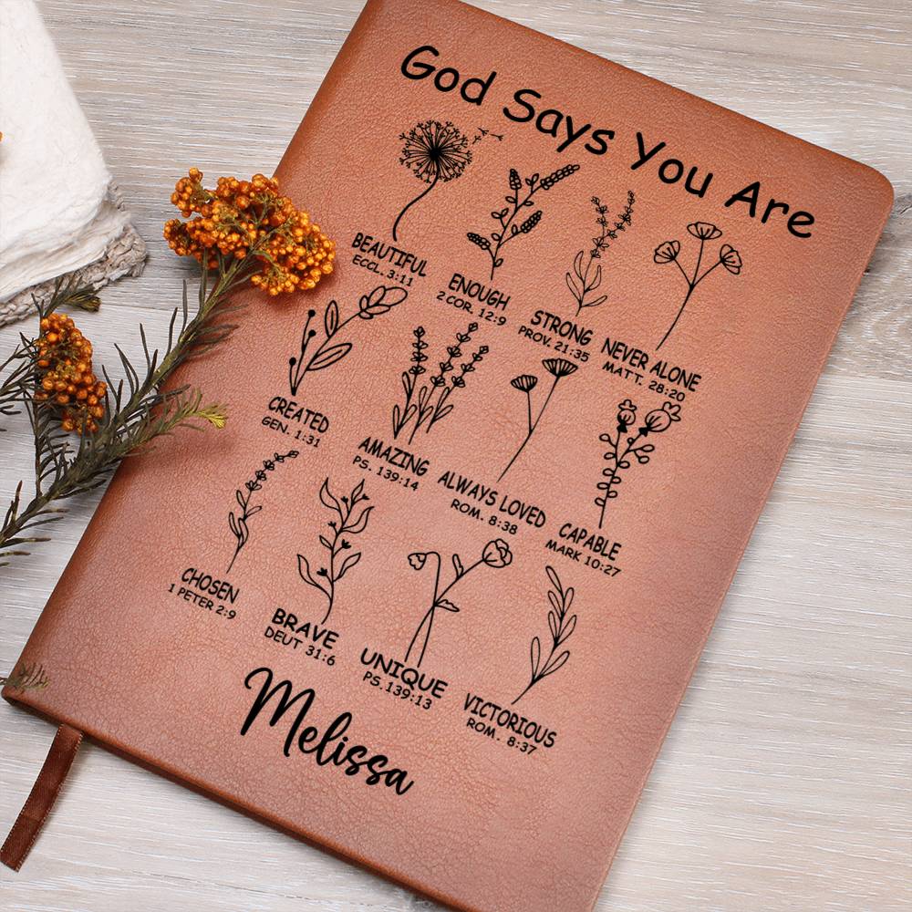 Personalized God Says You Are Leather Journal