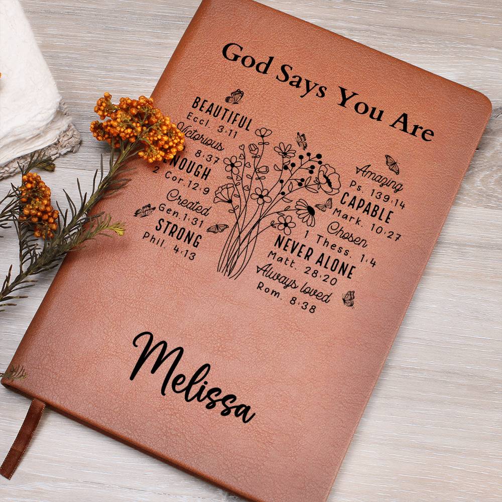 Personalized God Says You Are Leather Journal