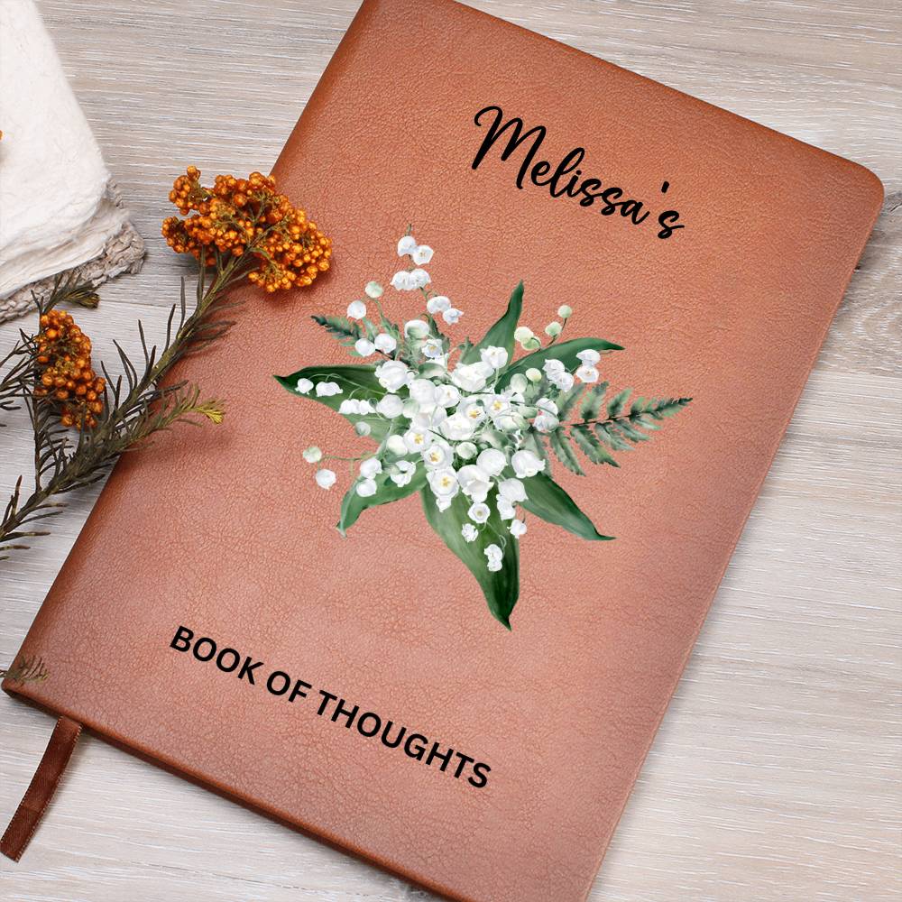 Personalized Book of Thoughts with Birthflower boquet