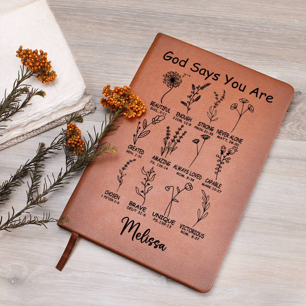 Personalized God Says You Are Leather Journal