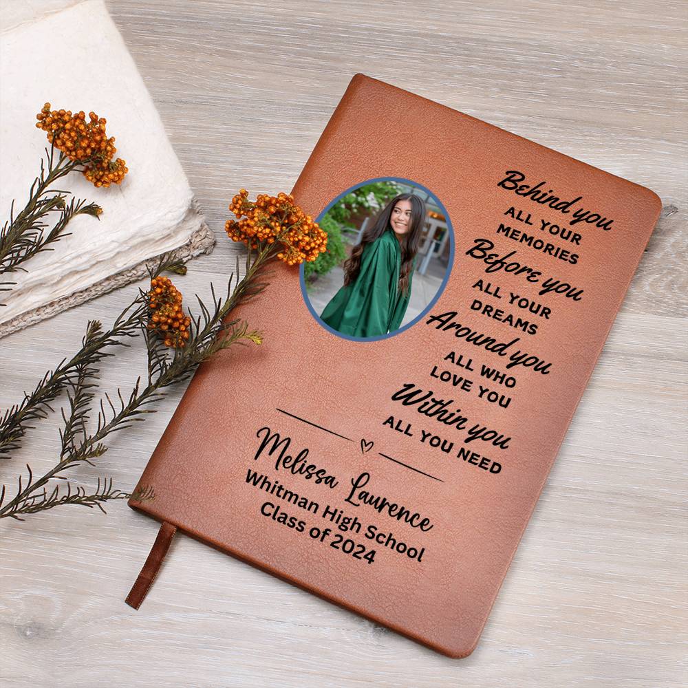 Personalized 2024 Graduation Commencement Graphic Leather Journal