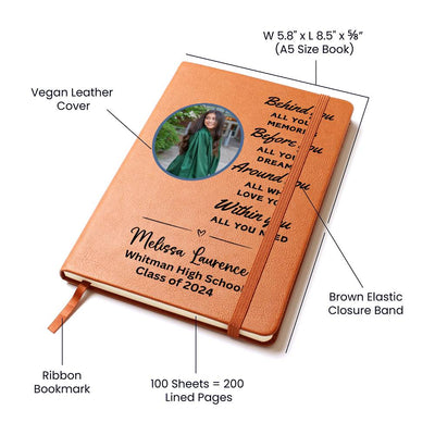 Personalized 2024 Graduation Commencement Graphic Leather Journal