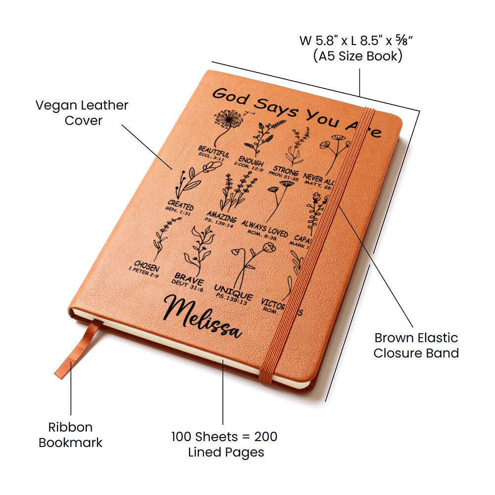 Personalized God Says You Are Leather Journal